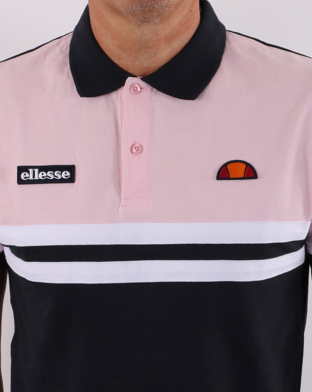 Ellesse Rimini Split Polo Shirt Navy/Pink - Image 2