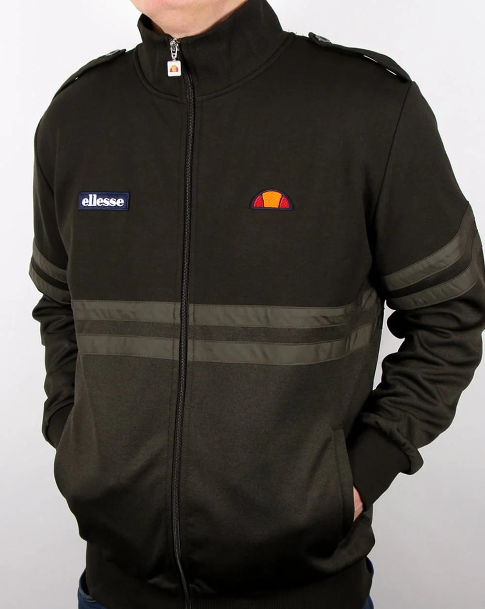Ellesse Rimini Stripe Track Top Khaki - Image 2