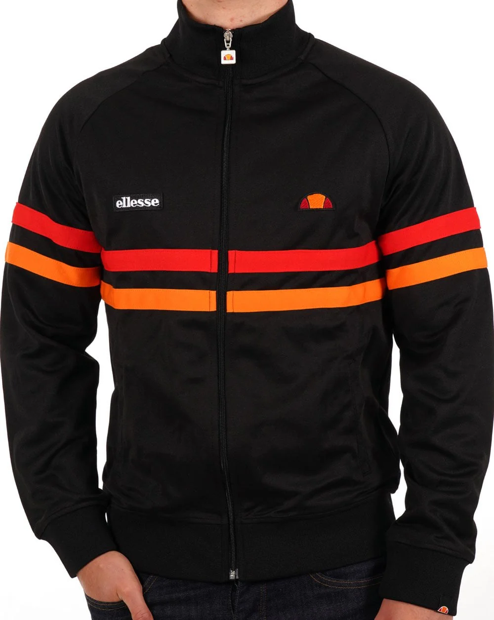 Ellesse Rimini Track Top Black Red Orange