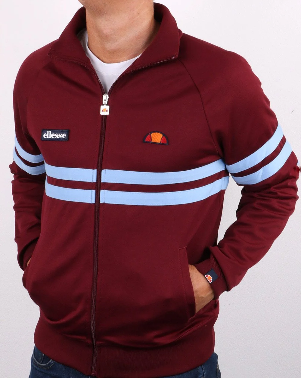 Ellesse Rimini Track Top Claret/sky Blue - Image 2