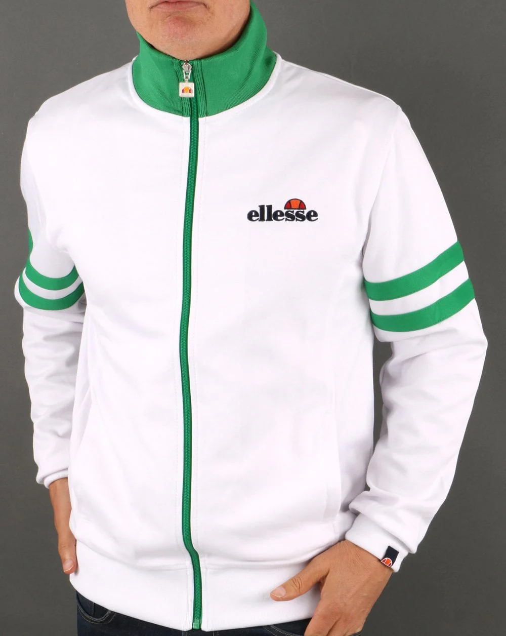Ellesse Roma Track Top White/Green - Image 3