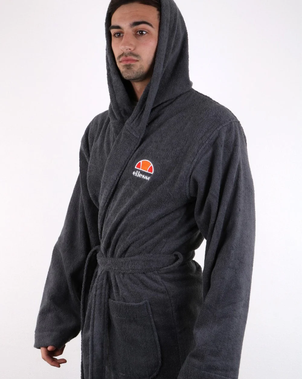 Ellesse Towelling Dressing Gown Grey - Image 2