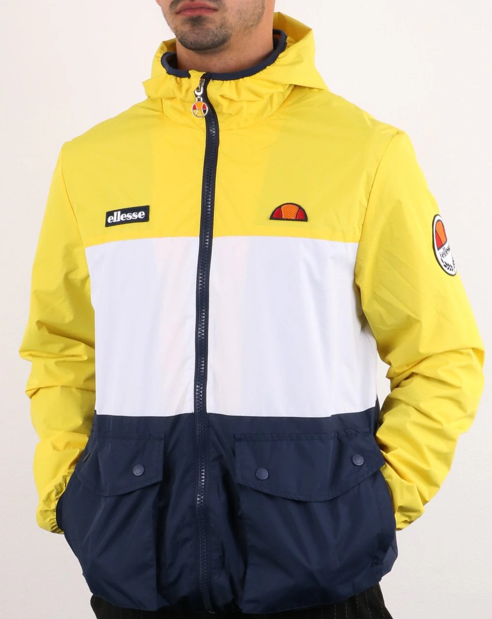 Ellesse Triple Jacket Yellow White Navy - Image 3