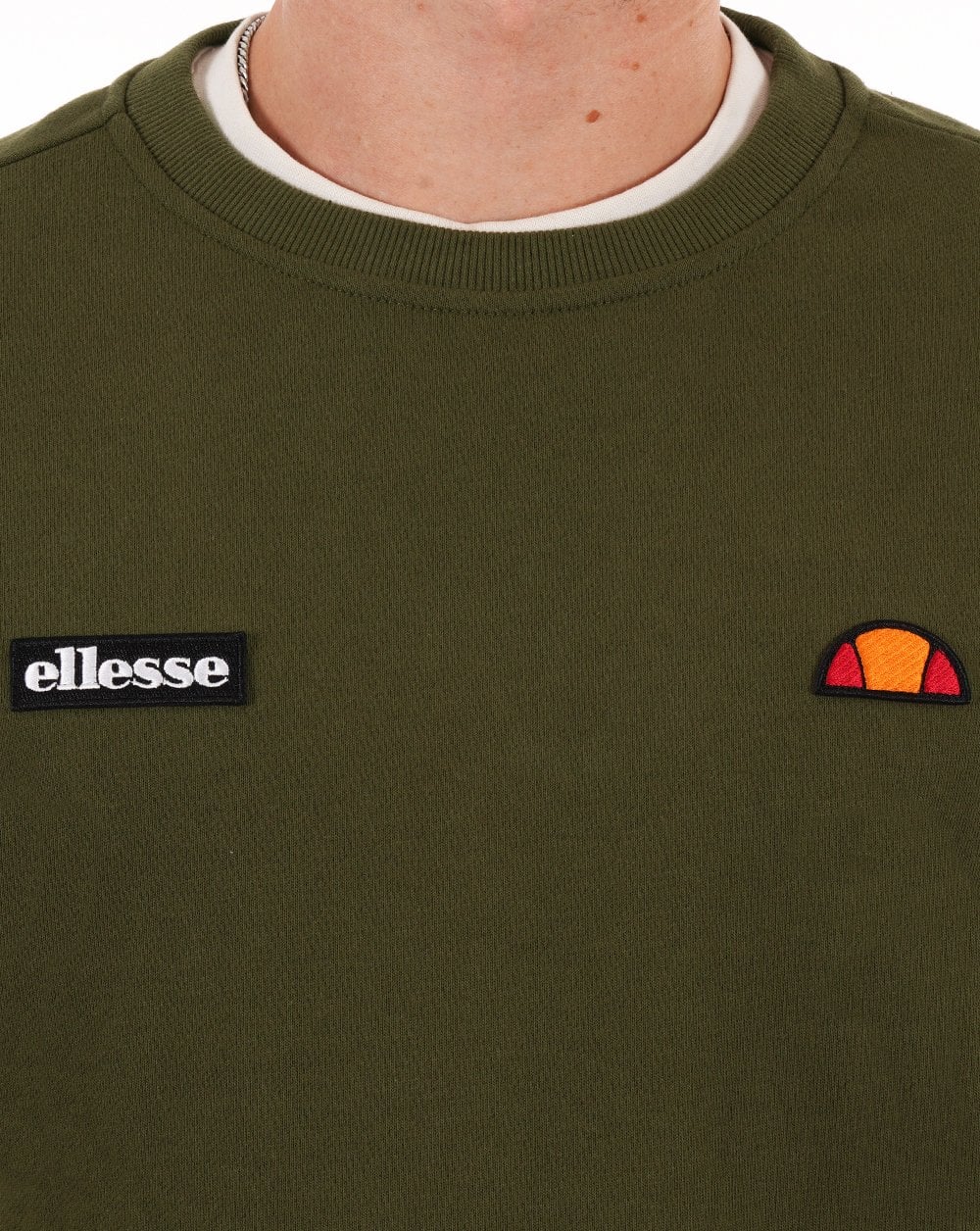 Ellesse Twin Badge Sweatshirt Dark Olive - Image 2