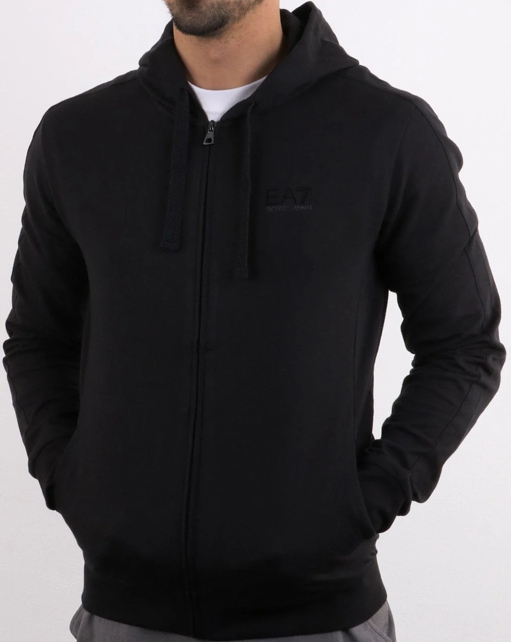 Emporio Armani EA7 Core Logo Full Zip Hooded Sweat Black - Image 3