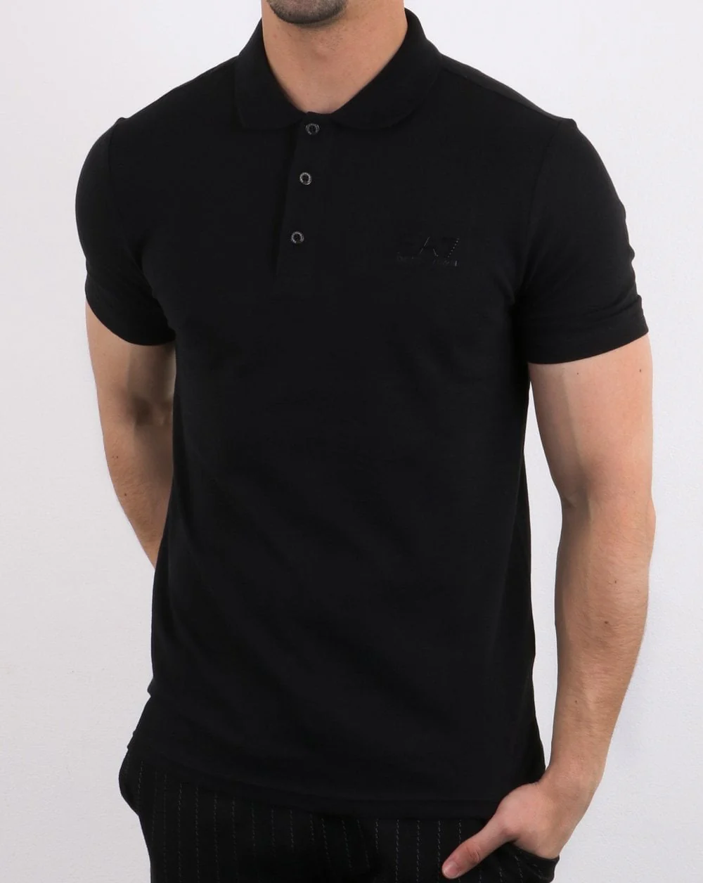 Emporio Armani EA7 Core Logo Pique Polo Shirt Black - Image 2