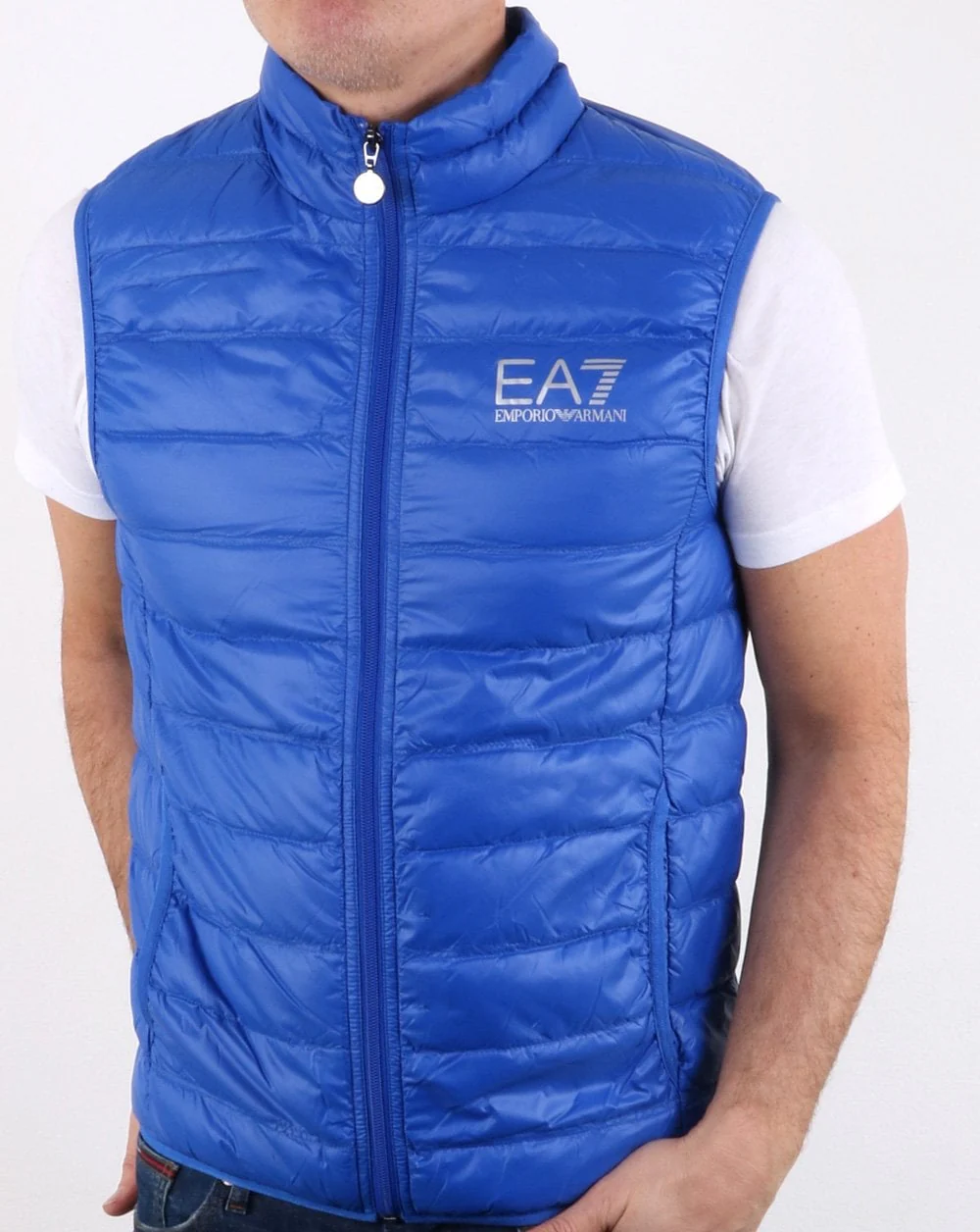 Emporio Armani EA7 Core Logo Zip Down Vest Royal Blue - Image 2