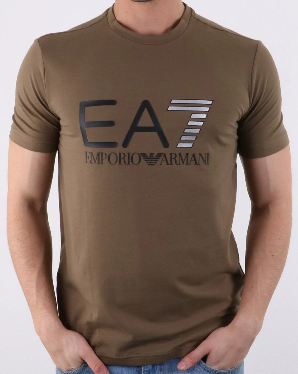 Emporio Armani EA7 Train Logo Series M Multicol Logo Tee Khaki Green