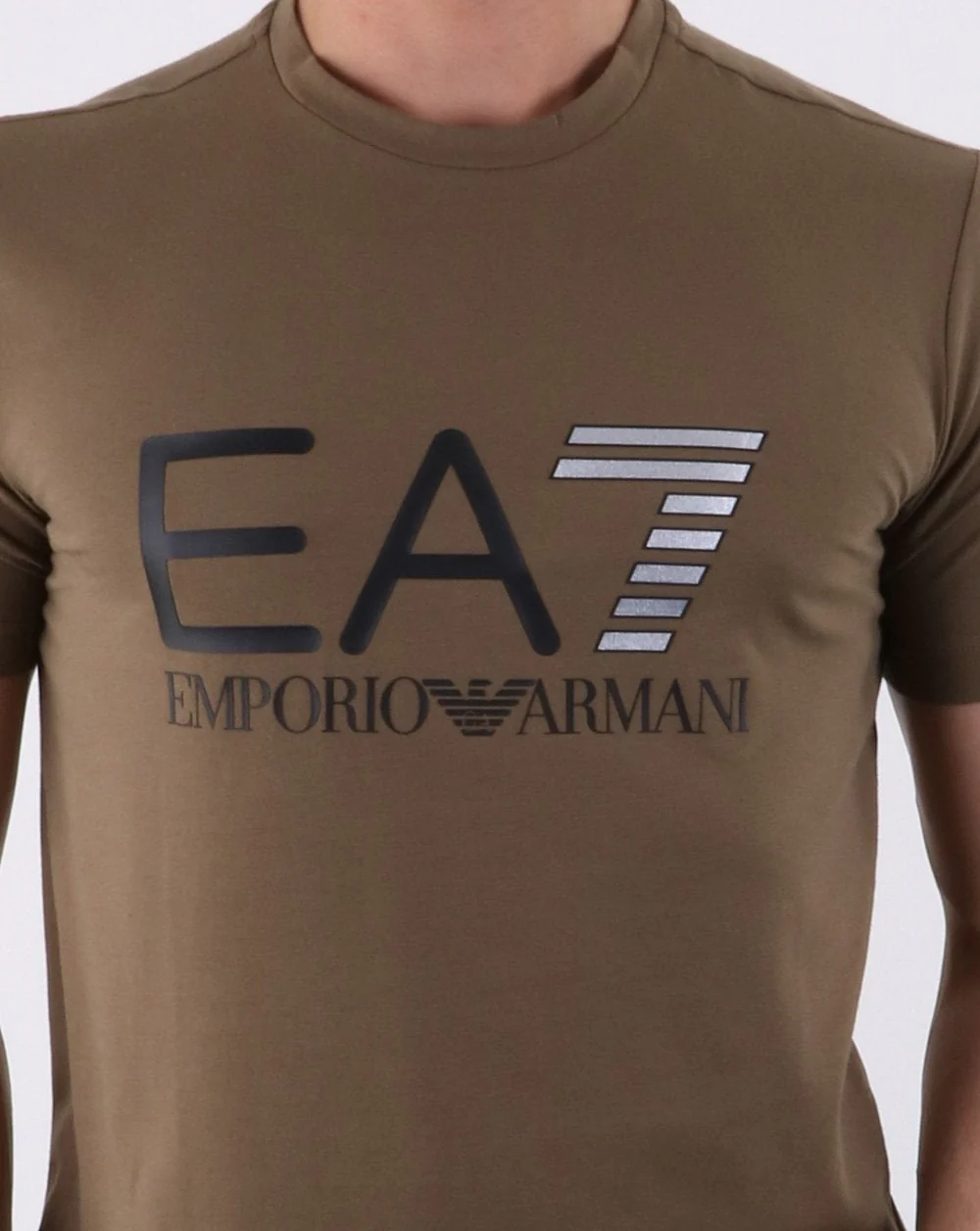 Emporio Armani EA7 Train Logo Series M Multicol Logo Tee Khaki Green - Image 3