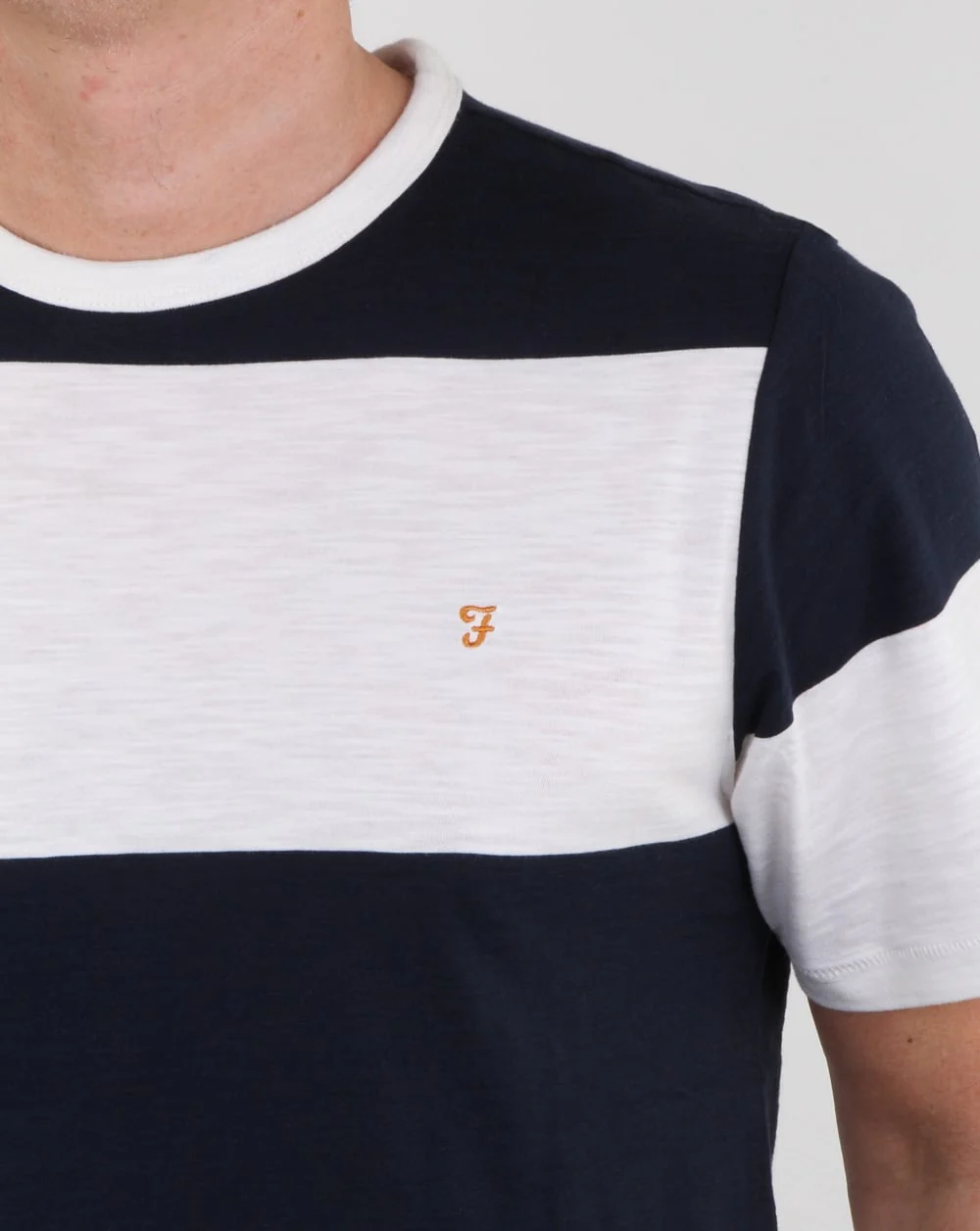 Farah Bold Stripe T Shirt White Navy - Image 2