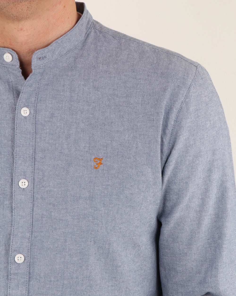 Farah Chramer Grandad Shirt Blue Marl - Image 2