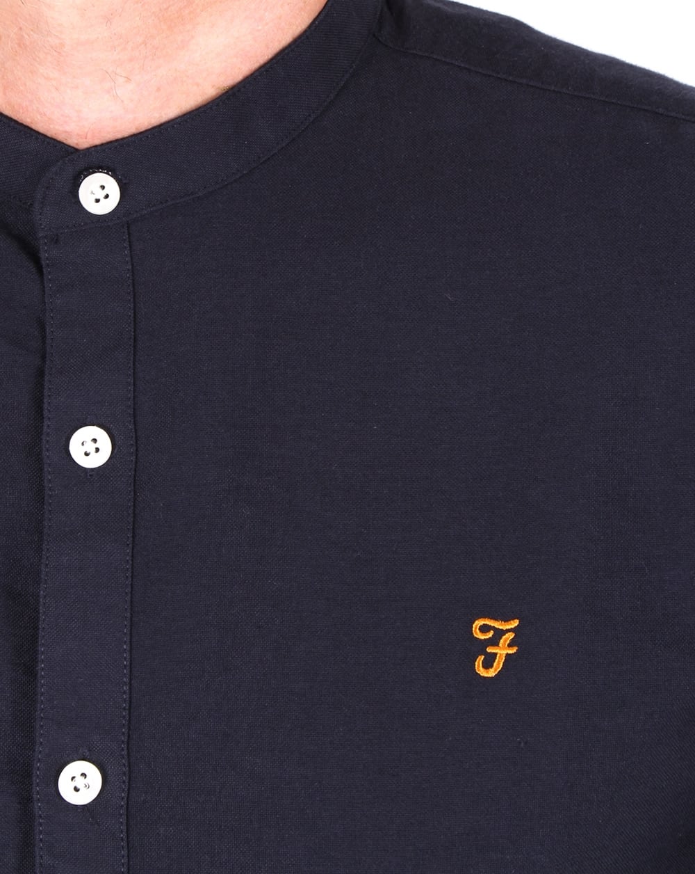 Farah Classic Grandad Collar Shirt Navy - Image 3