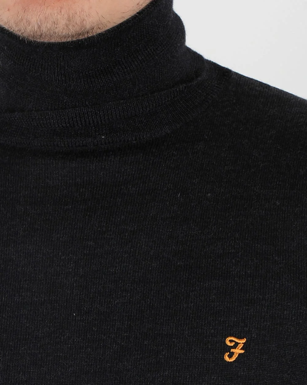 Farah Gosforth Merino Roll Neck Dark Asphalt Marl - Image 2