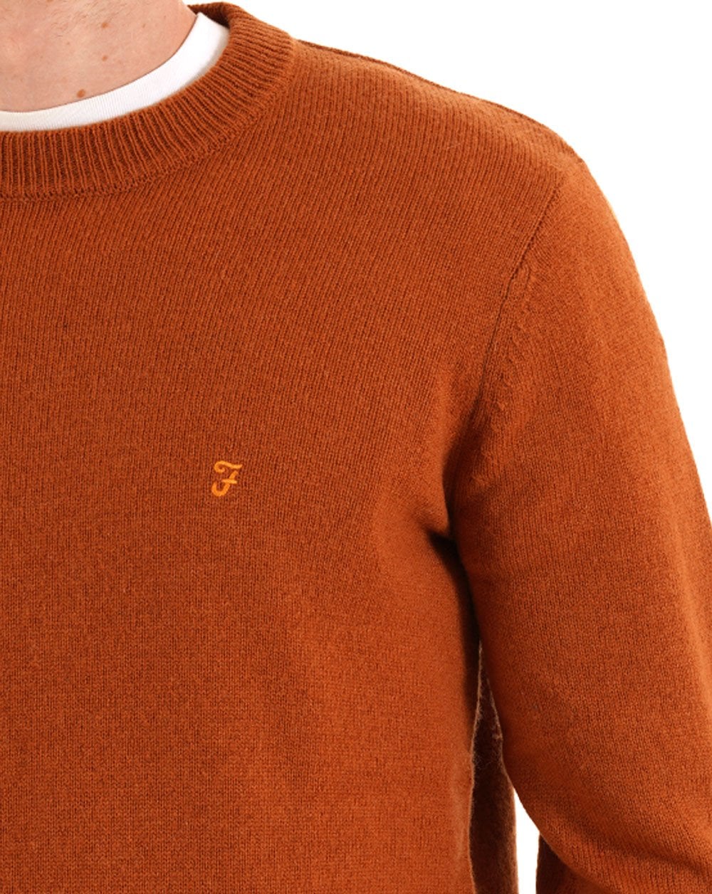 Farah Maidstone Crew Knit Burnt Ochre - Image 2
