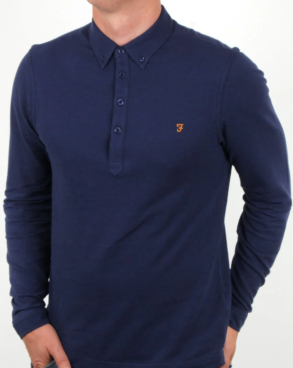 Farah Merriweather Polo Shirt in fresh Navy - Image 4