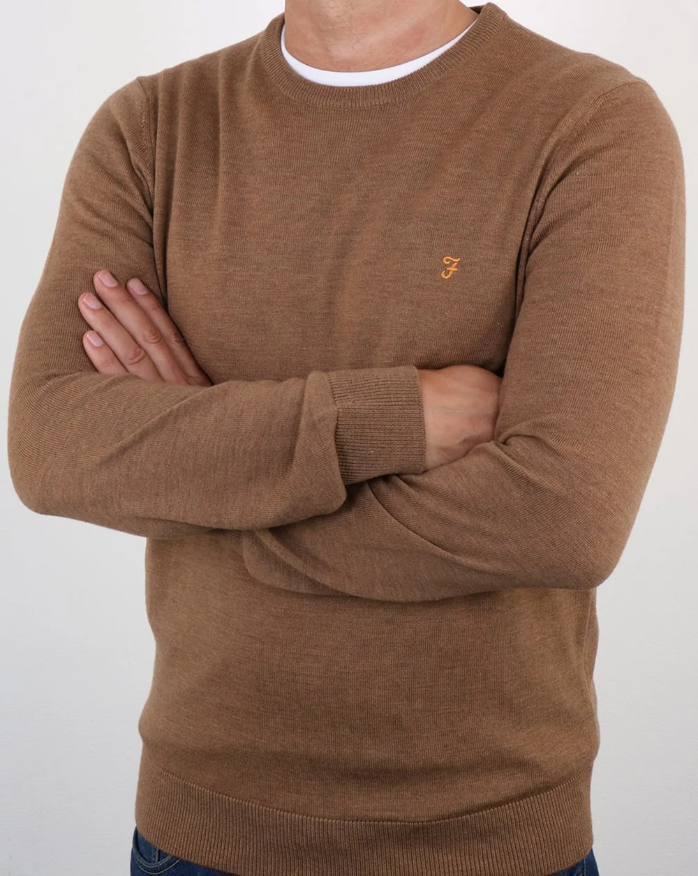 Farah Mullen Merino Jumper Camel - Image 3