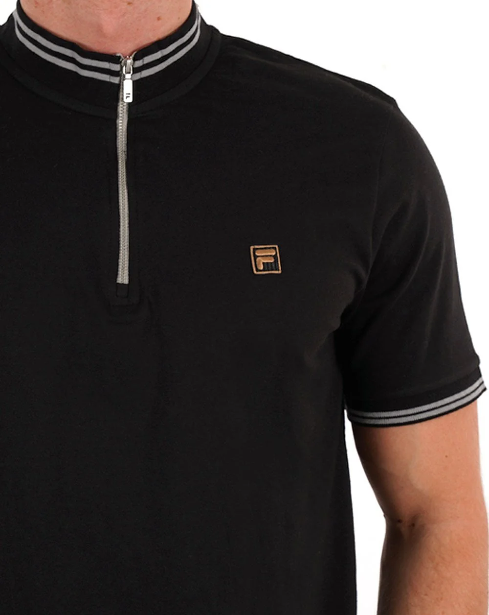 Fila Gold 1/4 Zip Polo Black - Image 3