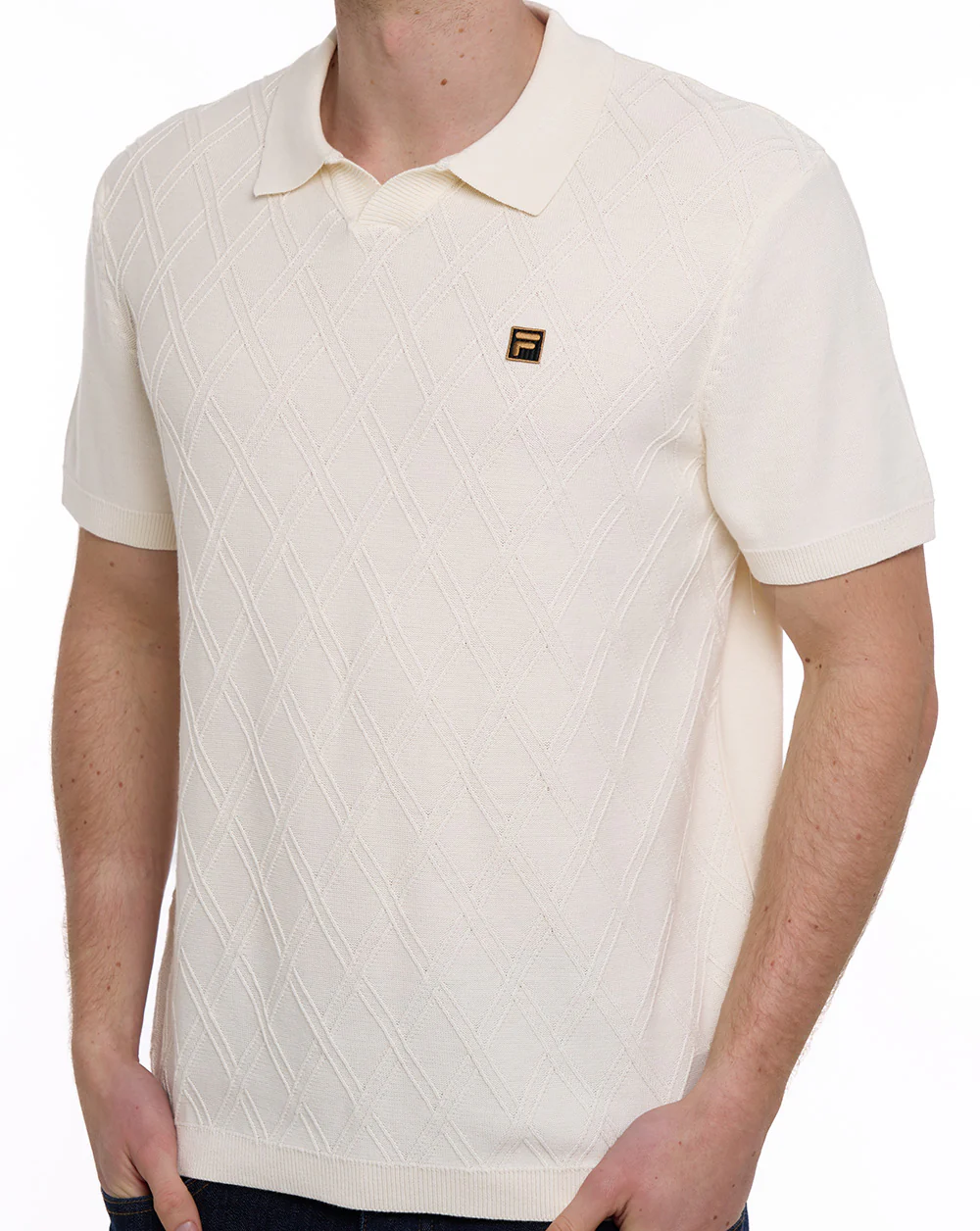 Fila Gold Denny Knit Polo Off White - Image 3