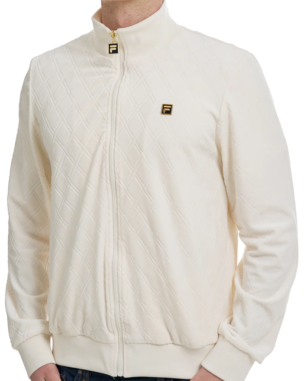 Fila Gold Diamond Velour Track Jacket Off White - Image 3