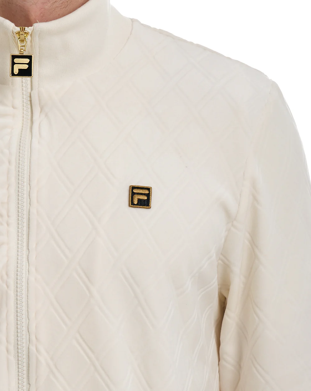 Fila Gold Diamond Velour Track Jacket Off White - Image 4