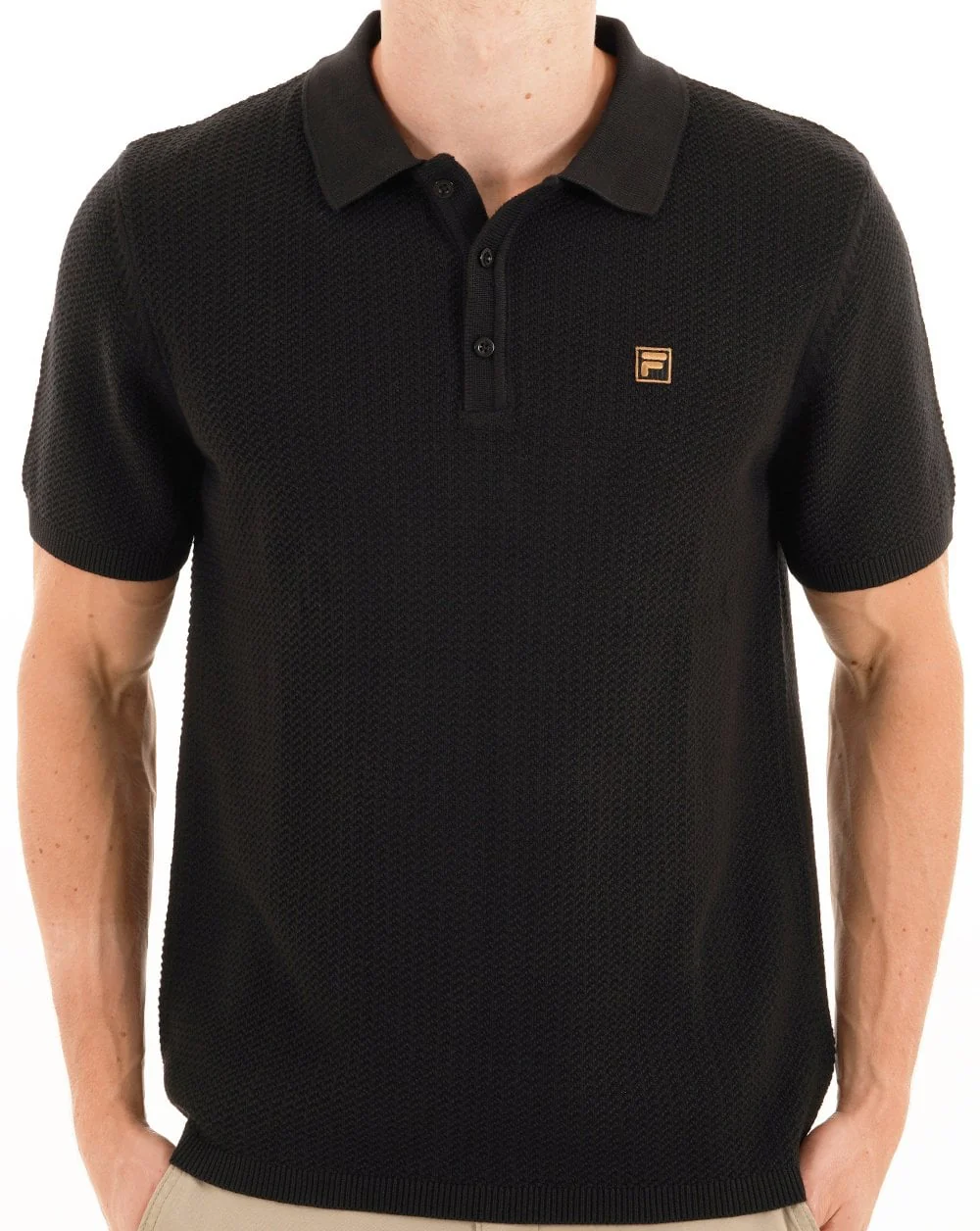 Fila Gold Sander Knit Polo Black - Image 4