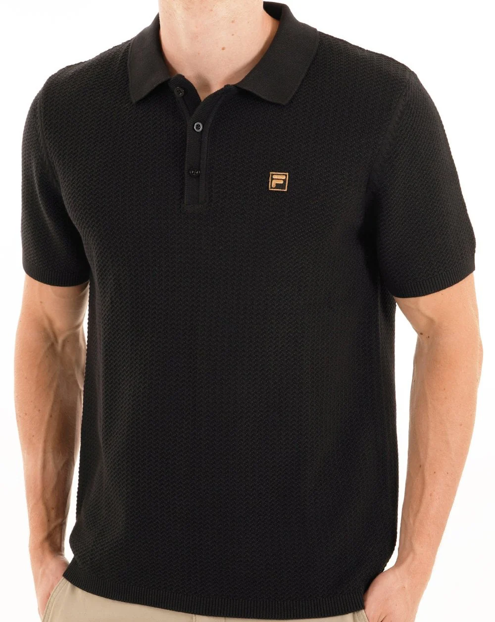 Fila Gold Sander Knit Polo Black - Image 5