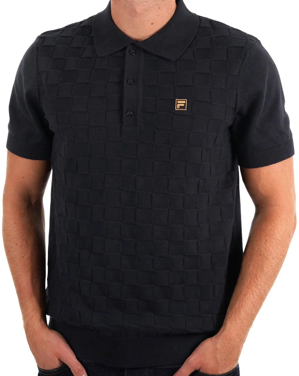 Fila Gold Square Knit Polo Black - Image 2