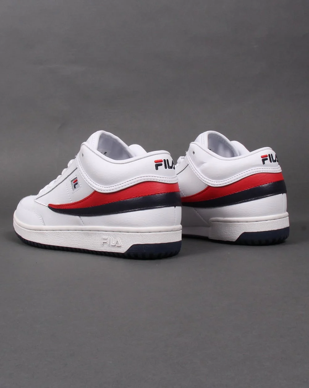 Fila Heritage T-1 Mid Trainers White/Navy/Red - Image 3