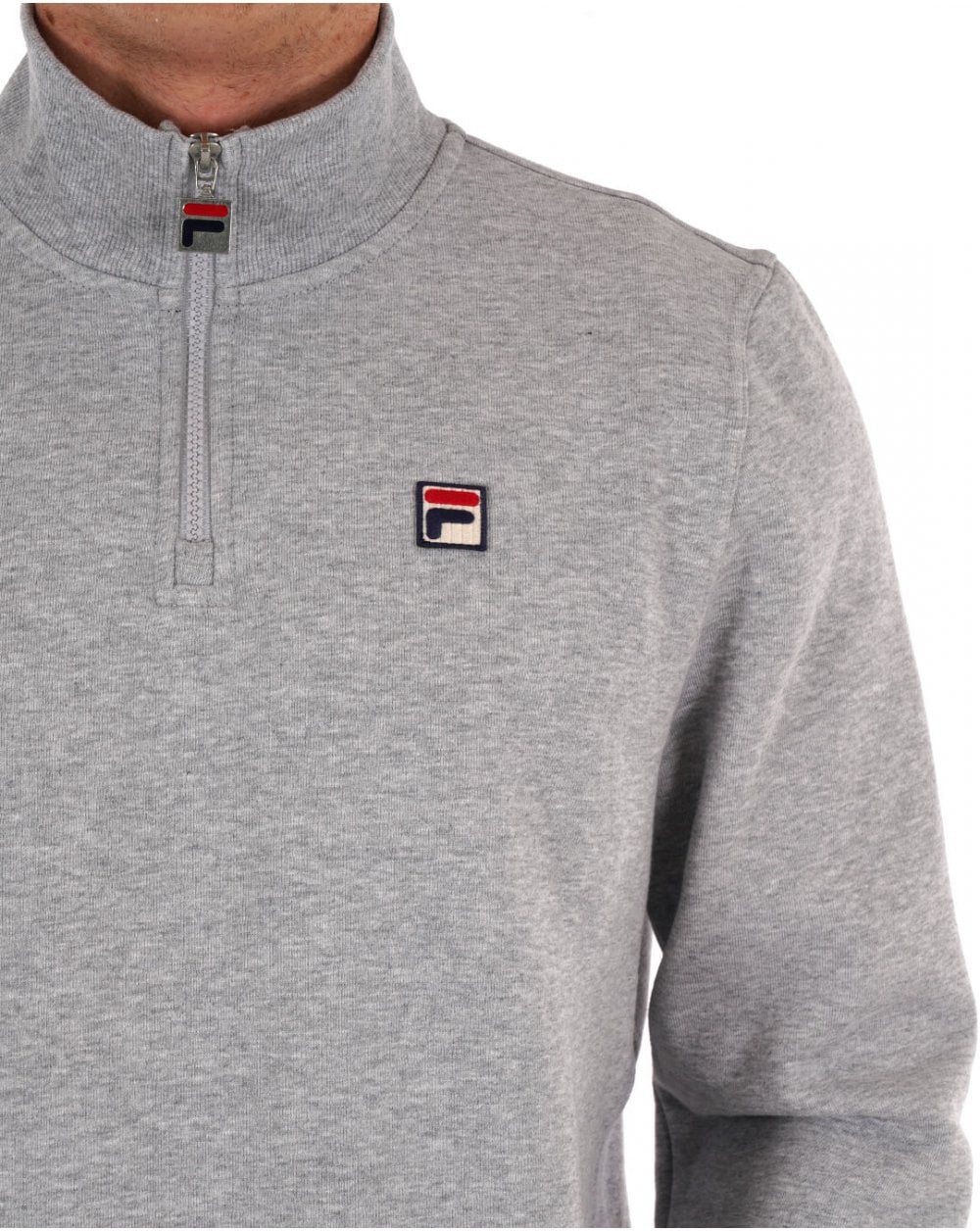 Fila Vintage 1/4 Zip Sweat Light Grey Marl - Image 2