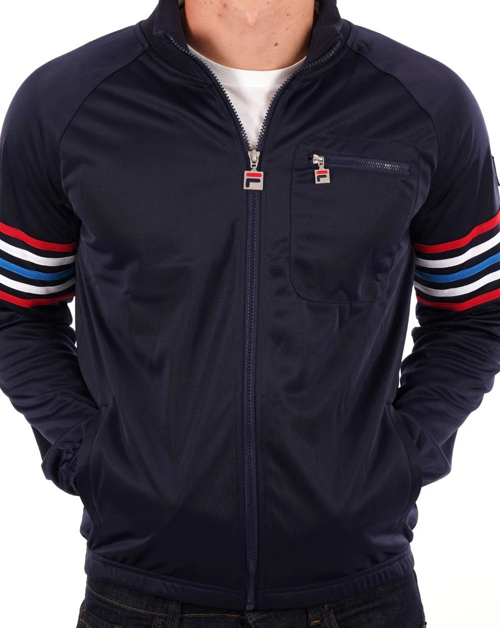 Fila Vintage 5 Stripe Track Top Navy multi - Image 3