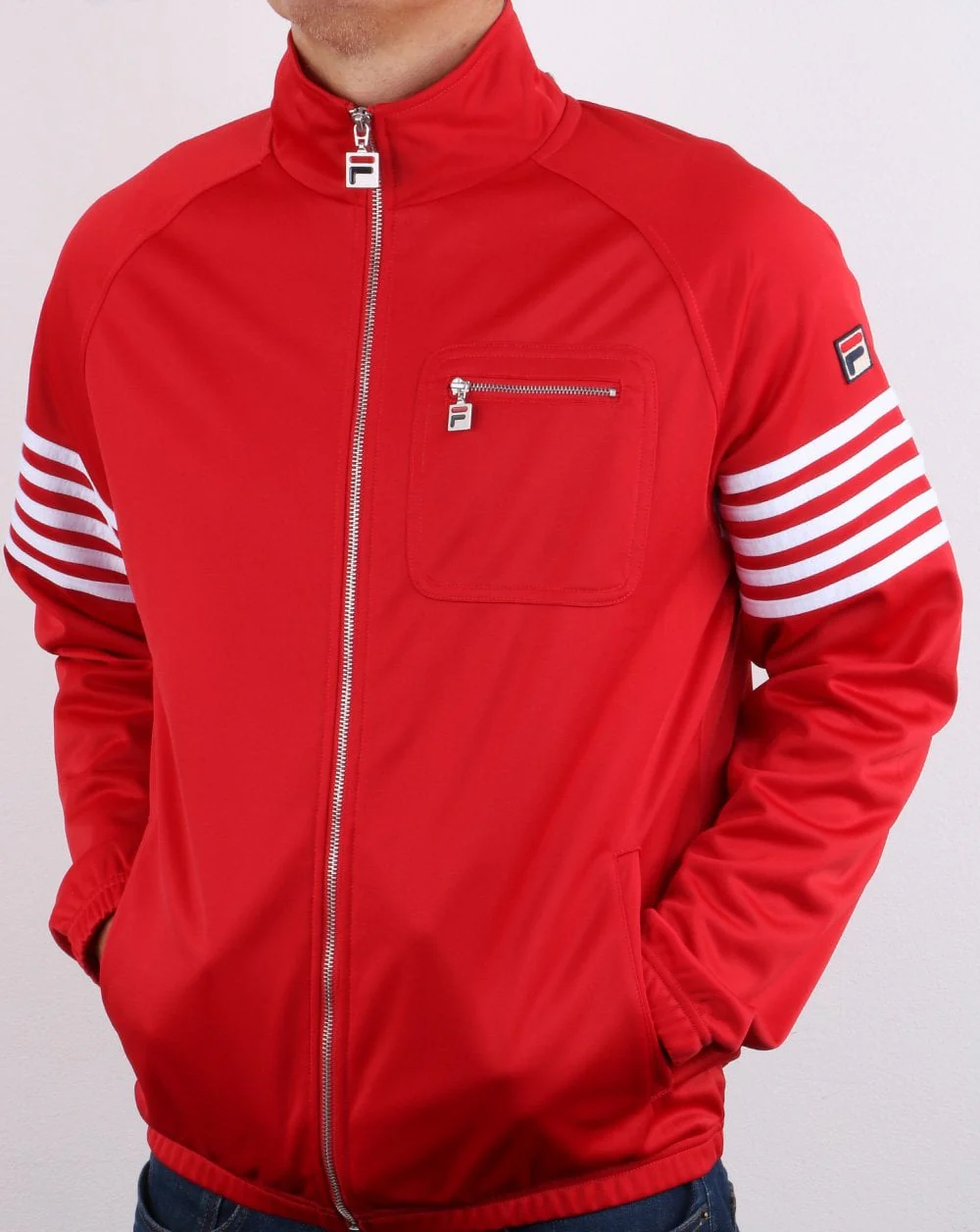 Fila Vintage 5 Stripe Track Top Red/ white