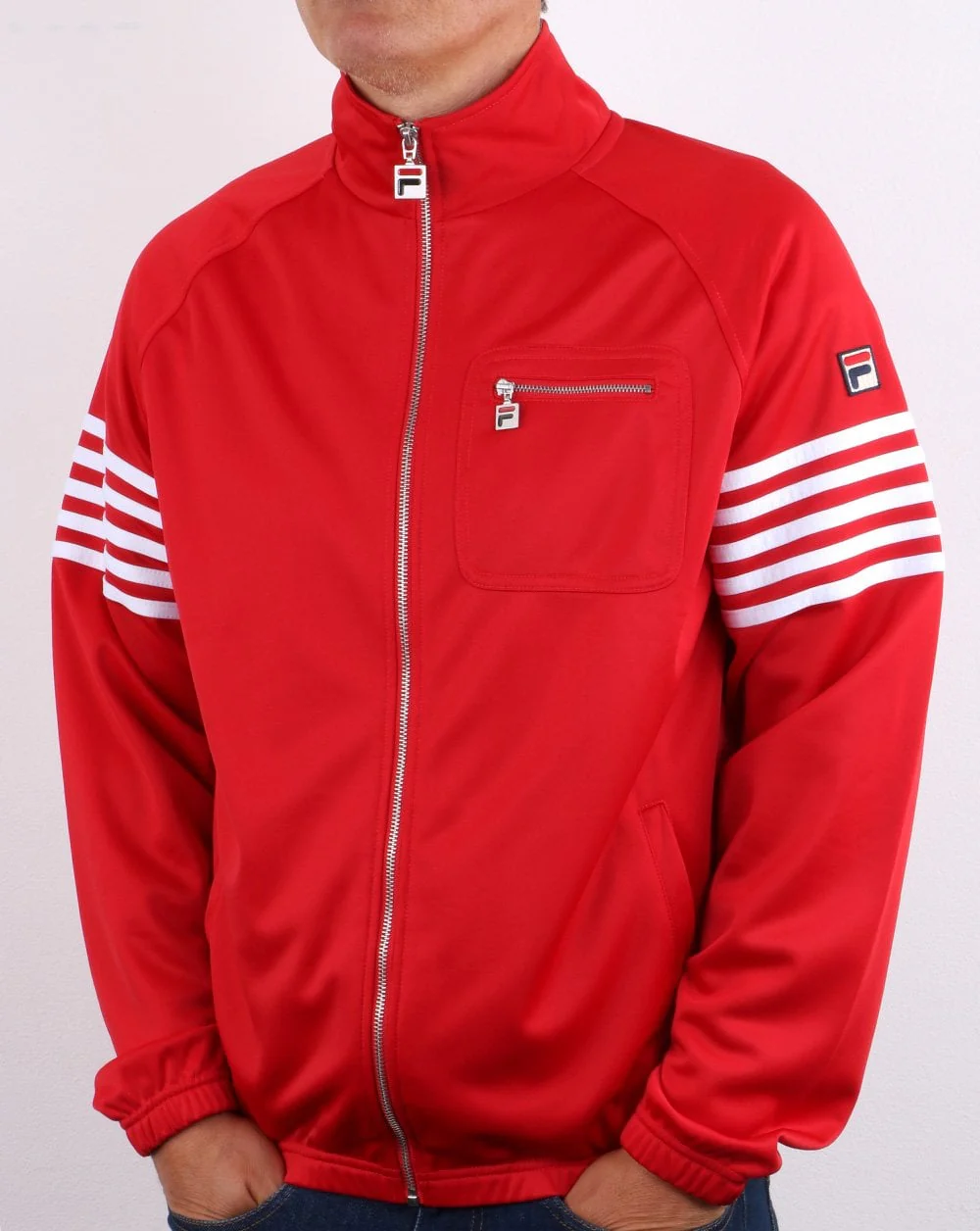 Fila Vintage 5 Stripe Track Top Red/ white - Image 2
