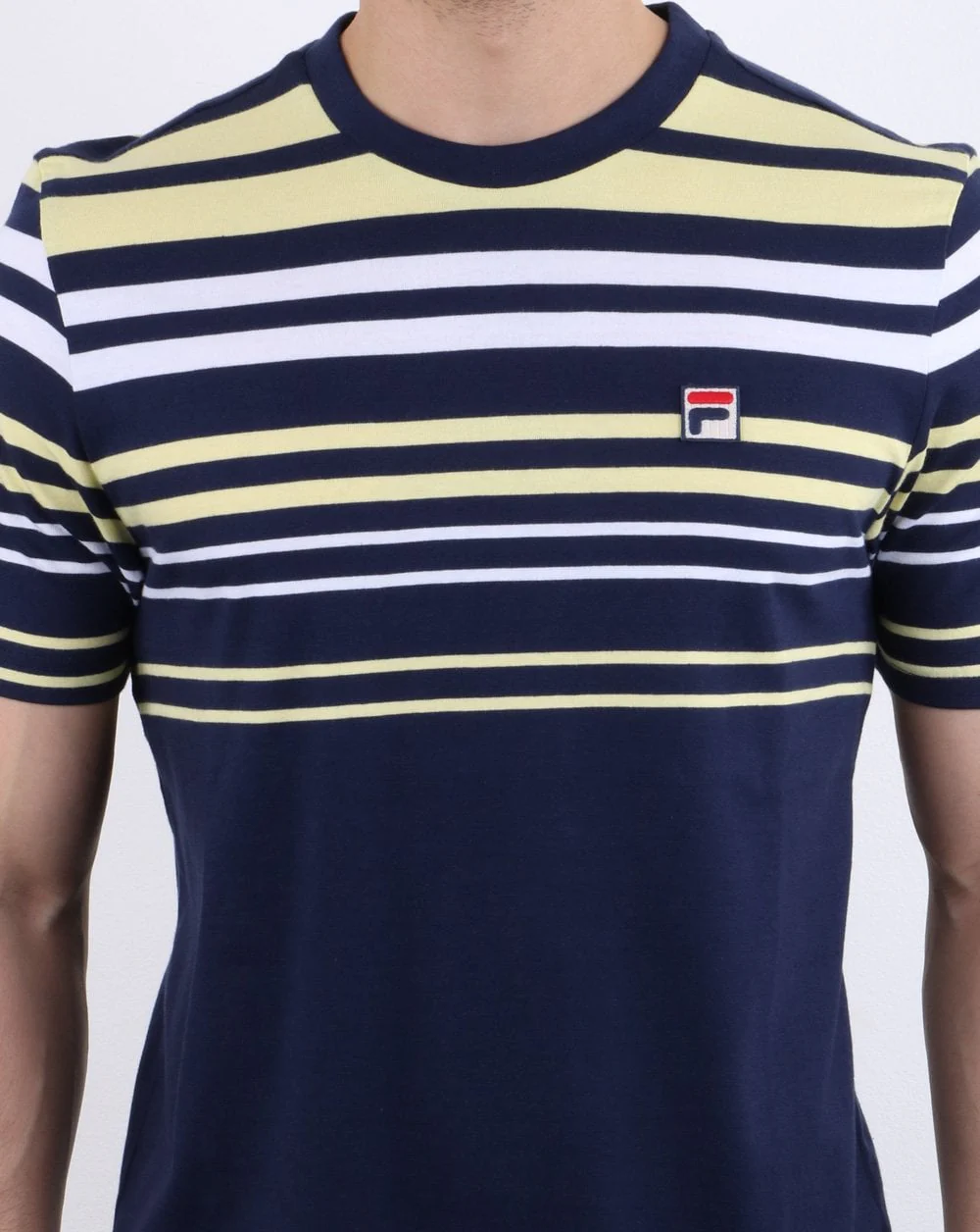 Fila Vintage Business T Shirt Navy/White/Yellow - Image 3