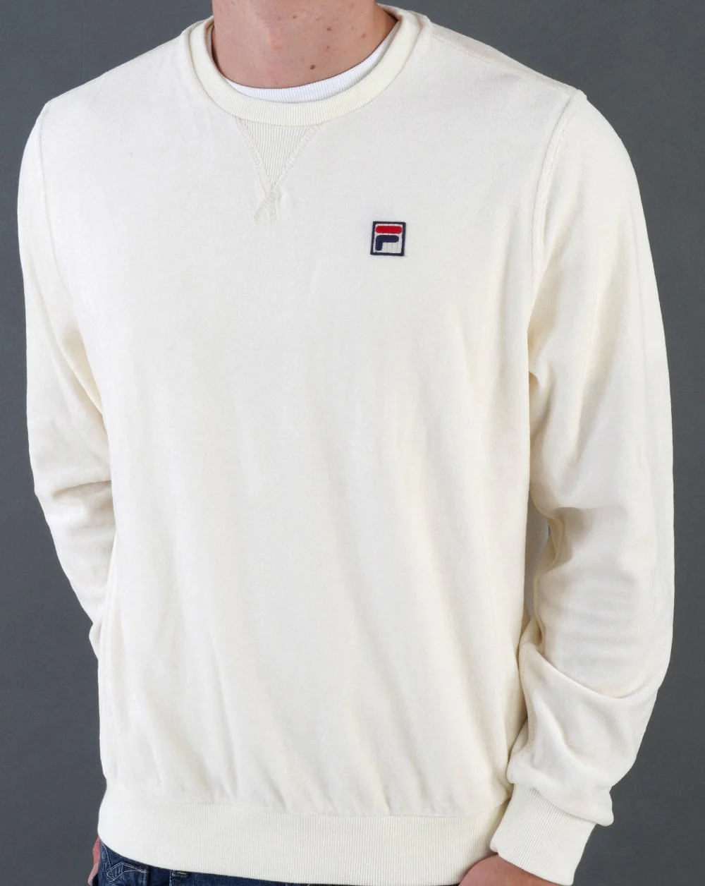 Fila Vintage Classy Velour Sweat in Off White - Image 3