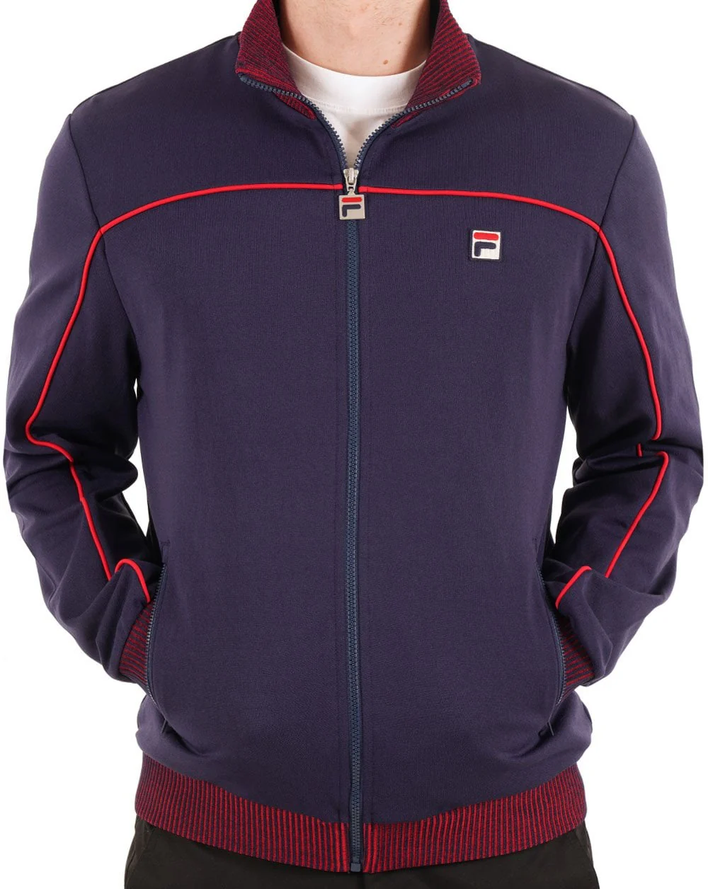 Fila Vintage Contrast Piped Track Top Navy - Image 2