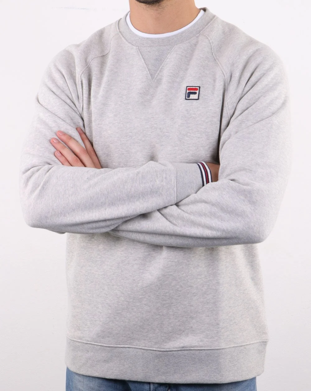 Fila Vintage Crew Sweat Light Grey Marl - Image 2