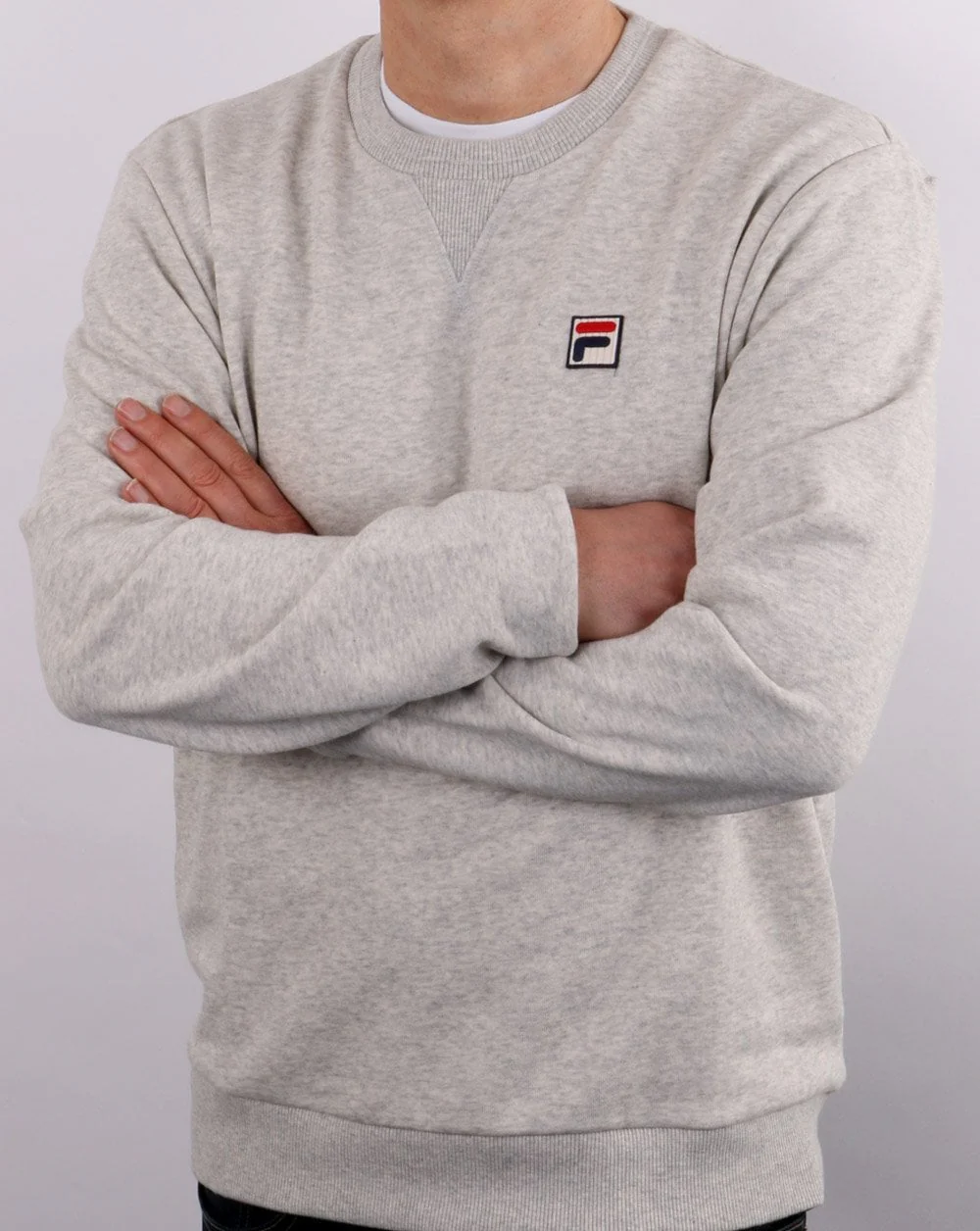 Fila Vintage Crew Sweatshirt Light Grey Marl - Image 2