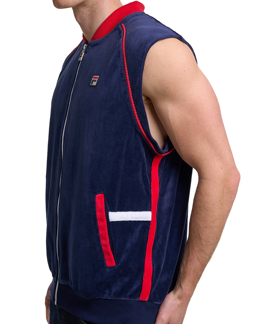 Fila Vintage Daniele Velour Track Top Navy/White/Red - Image 2