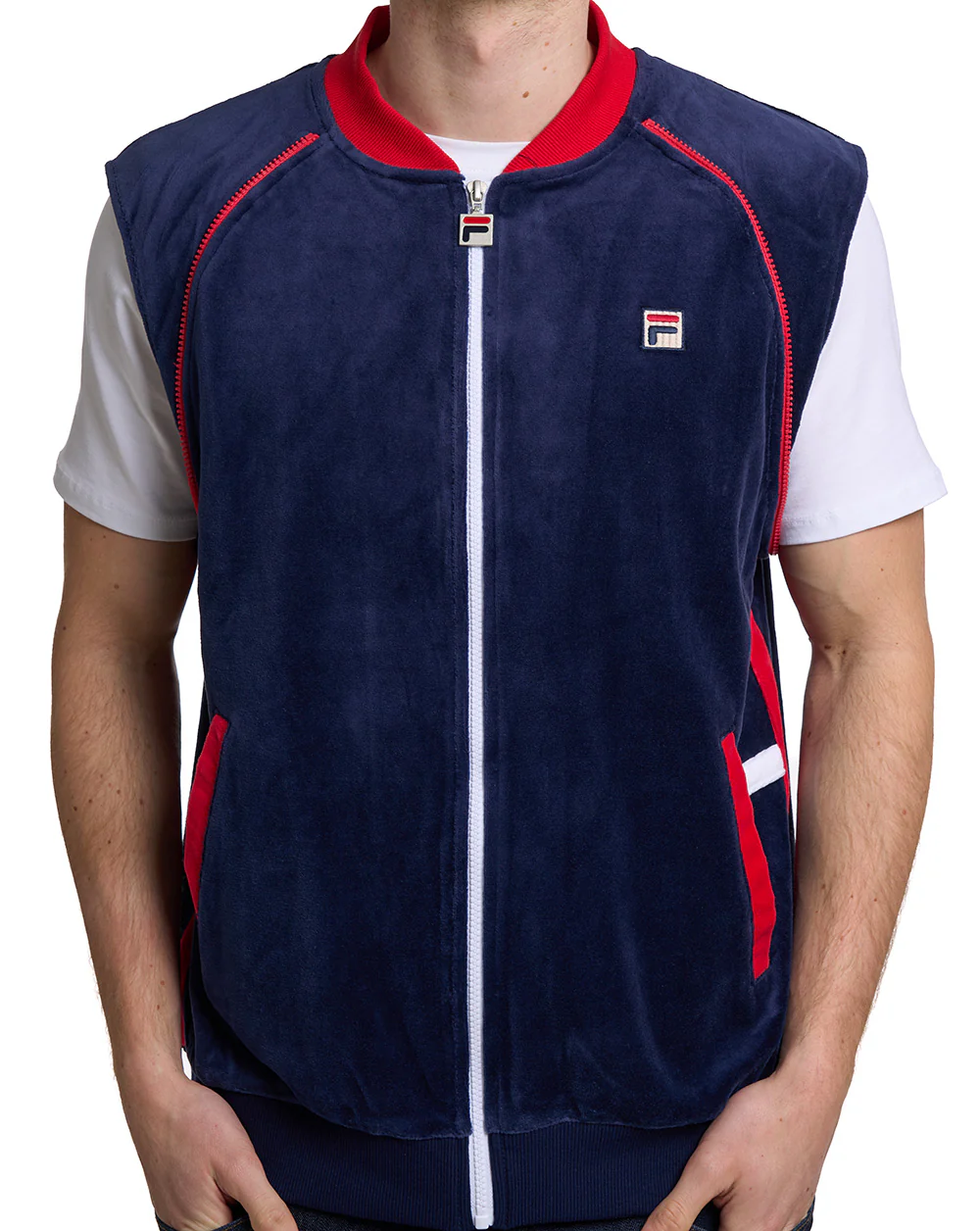 Fila Vintage Daniele Velour Track Top Navy/White/Red - Image 4