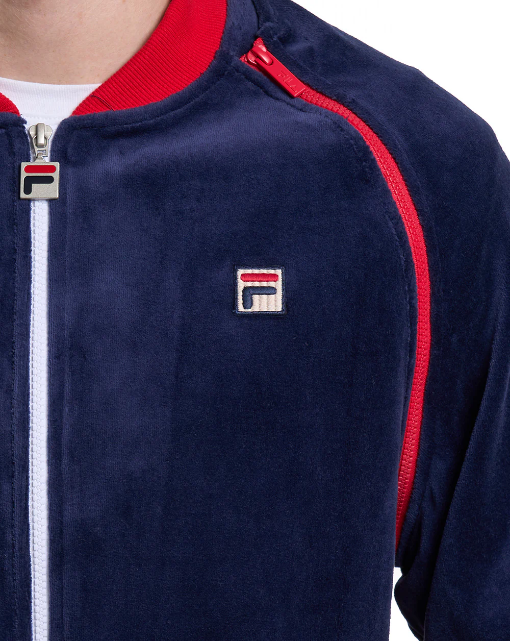 Fila Vintage Daniele Velour Track Top Navy/White/Red - Image 5