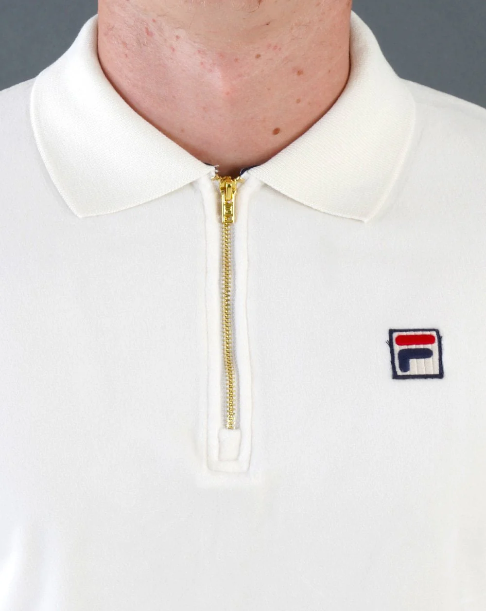 Fila Vintage Devon Velour Polo Off White - Image 4