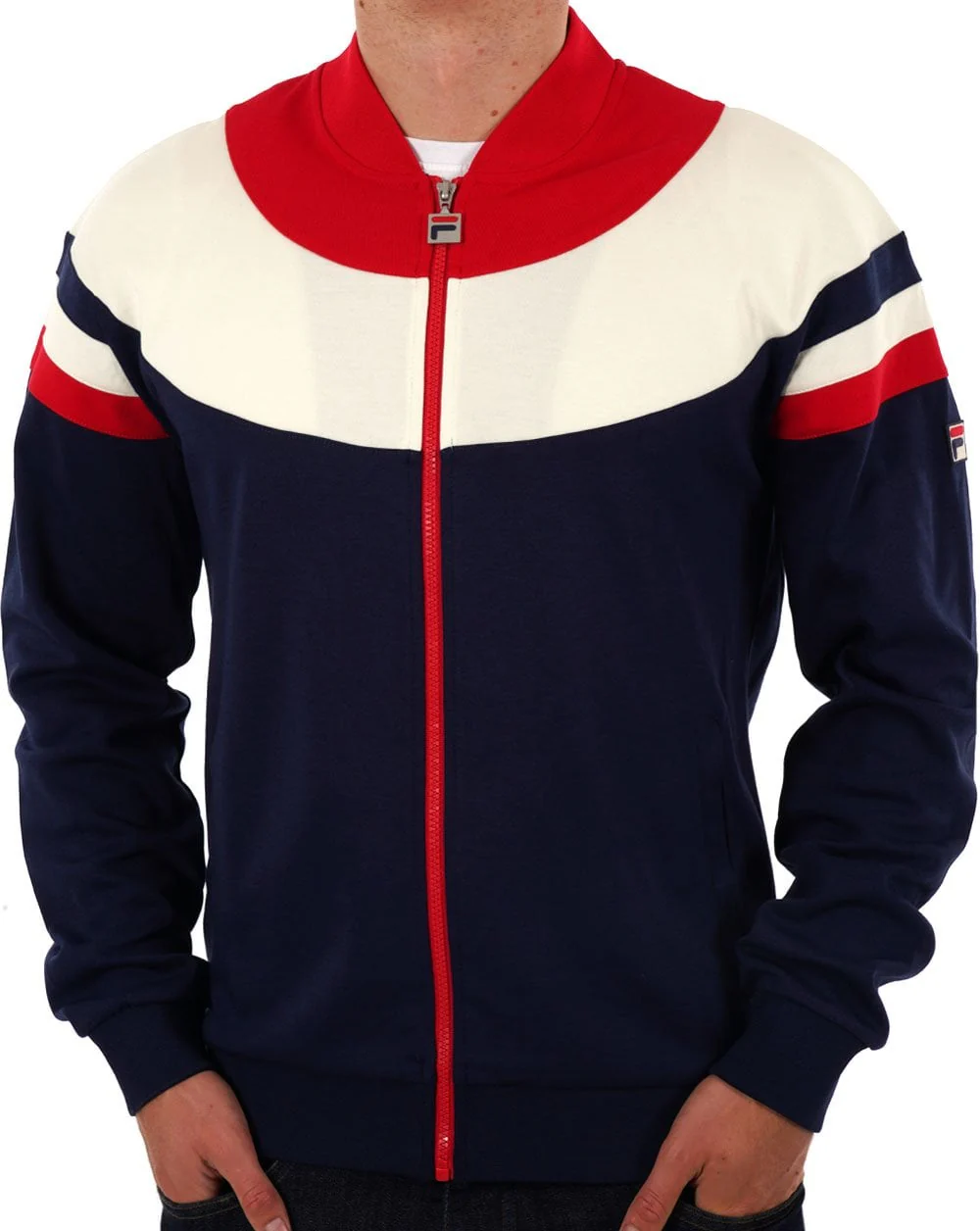 Fila Vintage Donny Track Top Navy Red Ecru