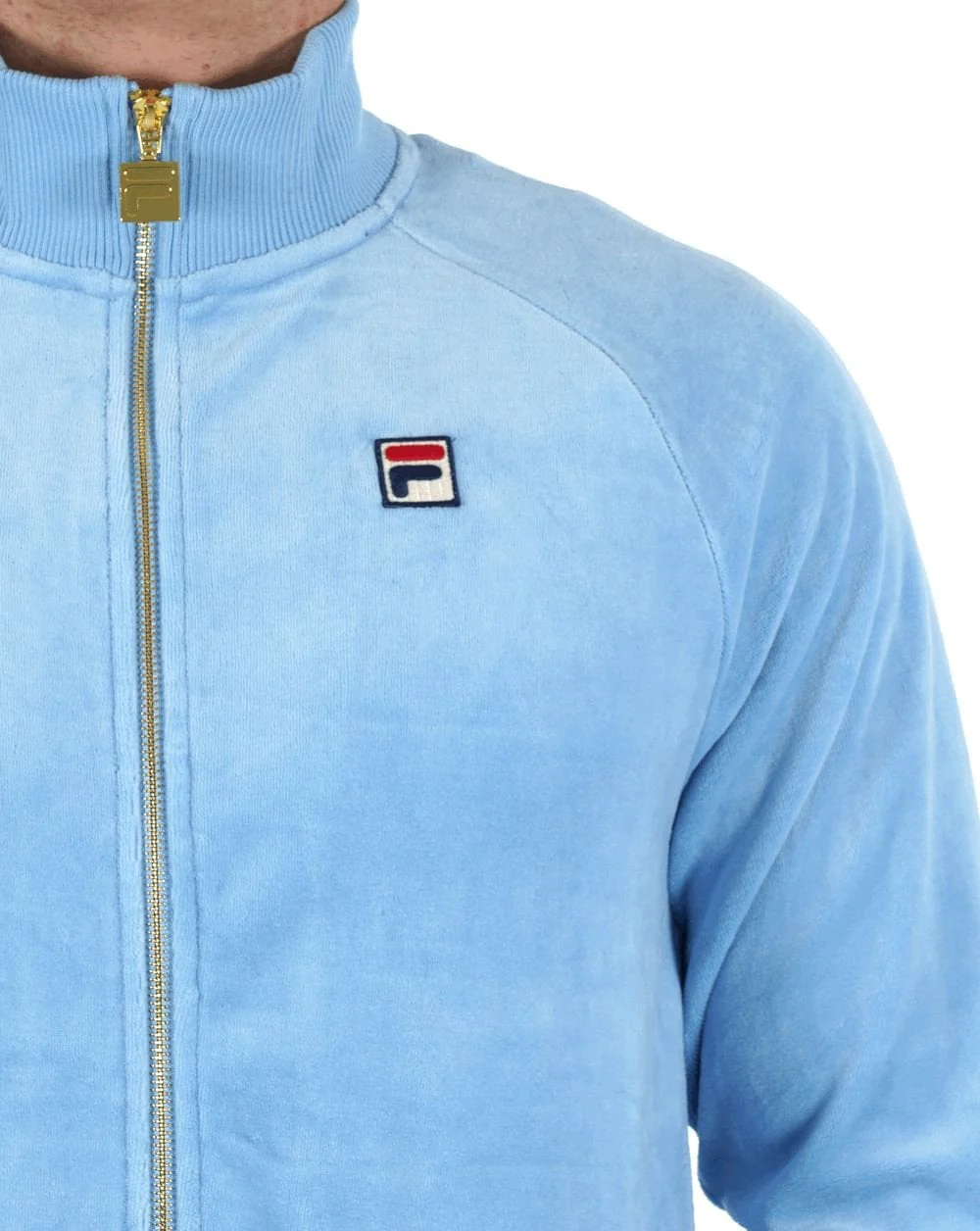 Fila Vintage Eddie Velour Track Top Sky Blue - Image 2
