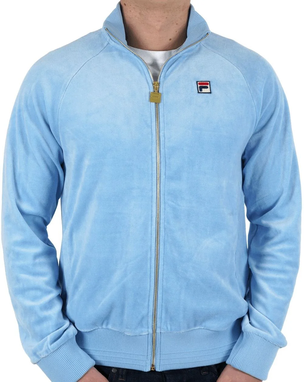 Fila Vintage Eddie Velour Track Top Sky Blue - Image 3