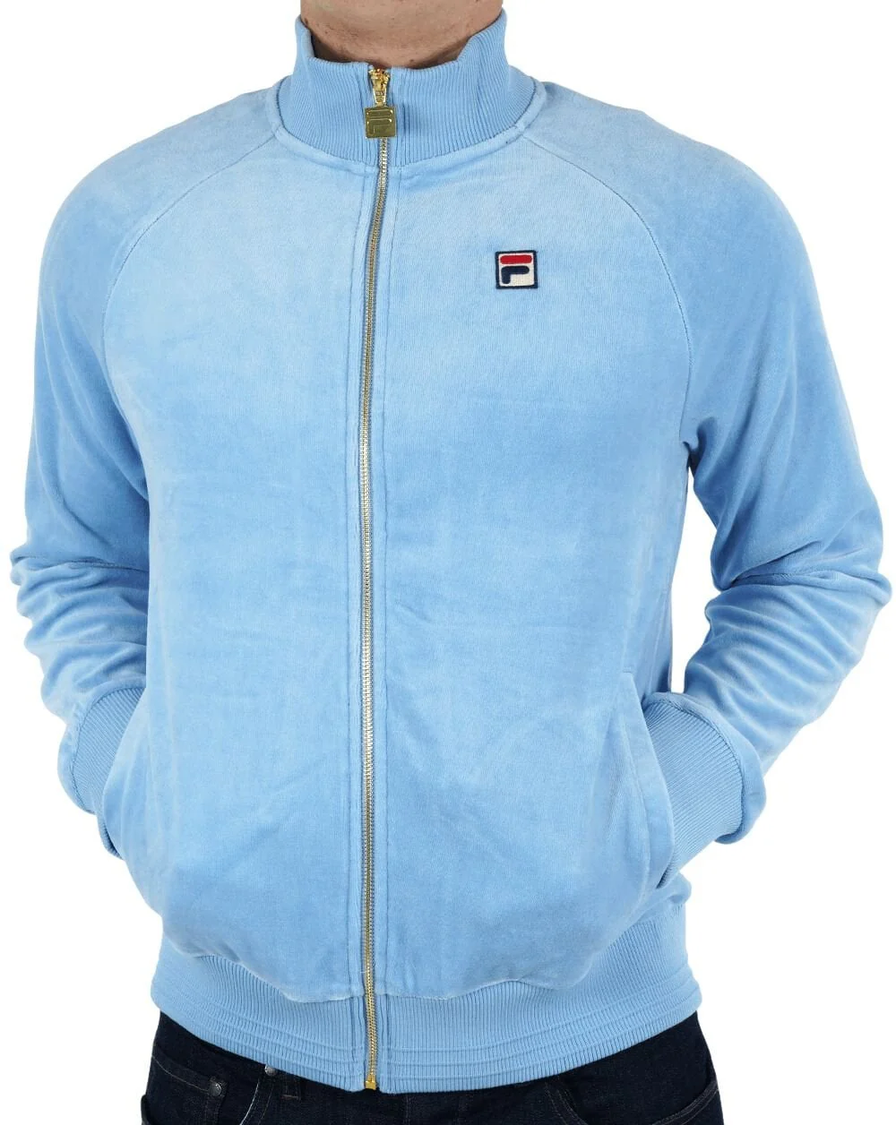 Fila Vintage Eddie Velour Track Top Sky Blue - Image 4