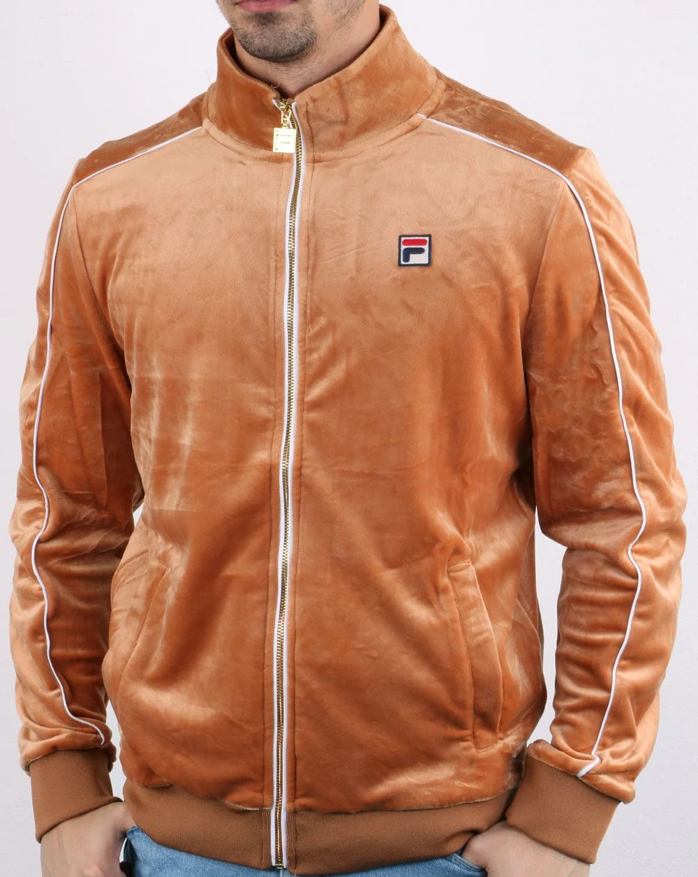 Fila Vintage Finest Velour Track Top Rust Orange