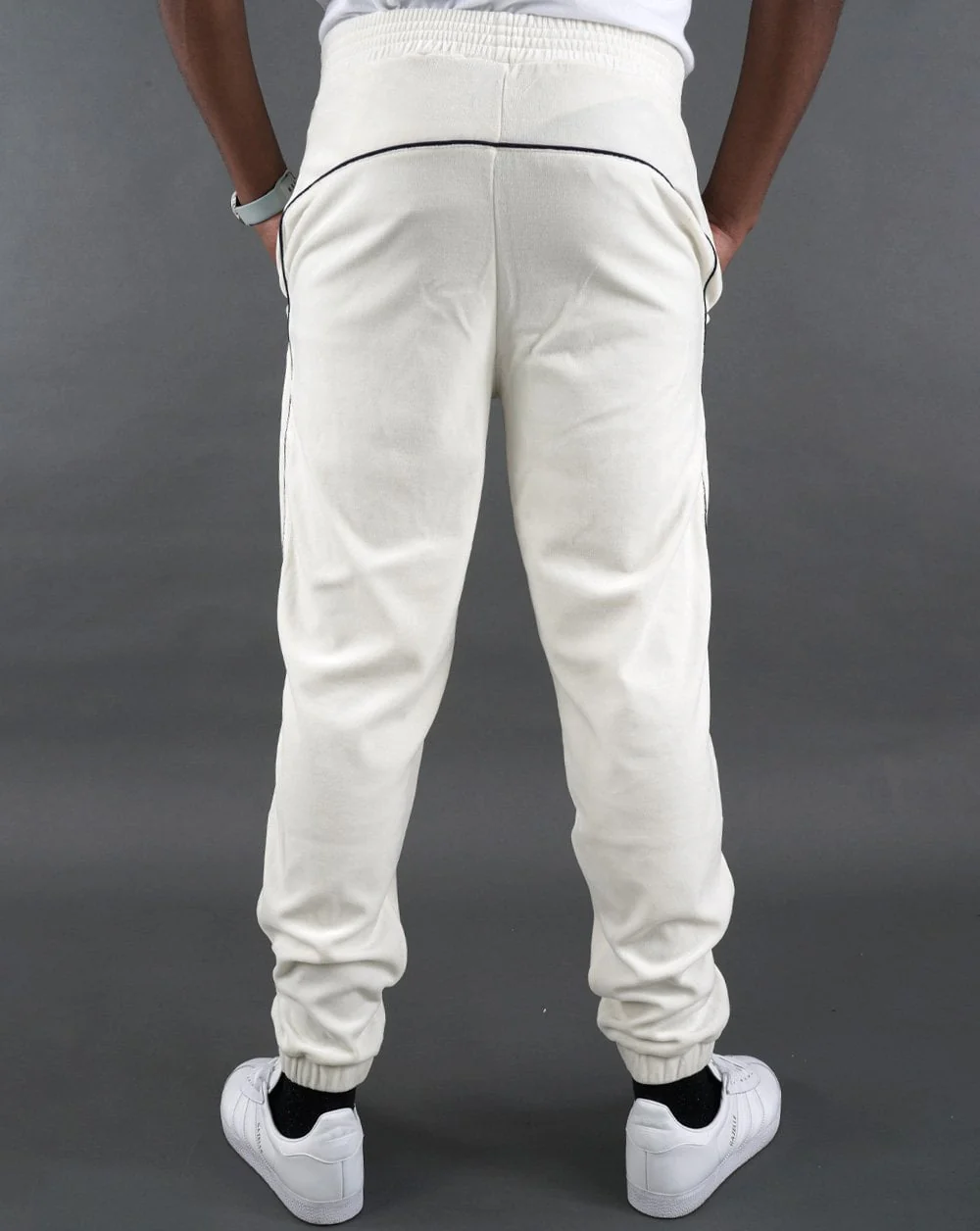 Fila Vintage Frankie Velour Track Pants Off White/Navy - Image 3