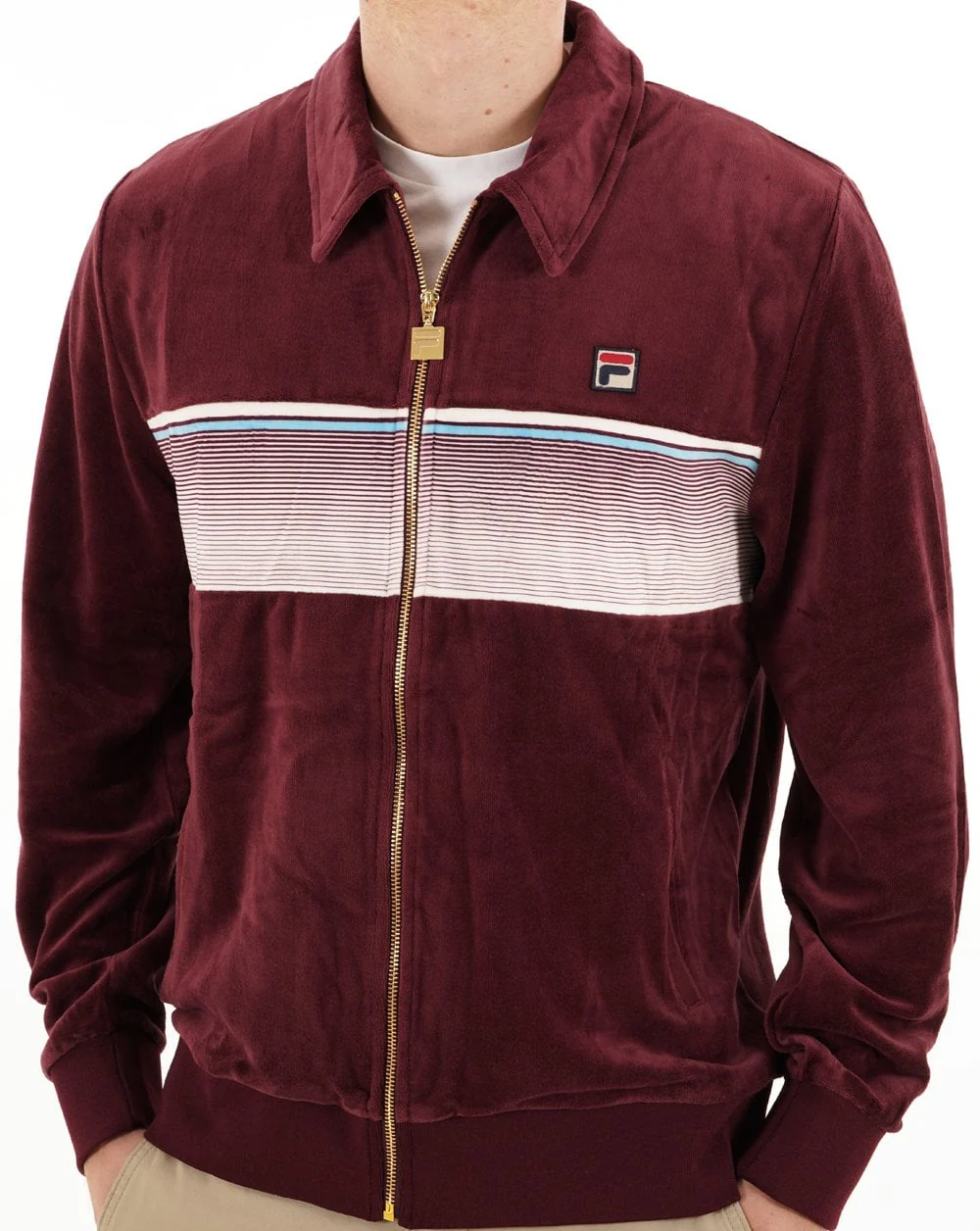 Fila Vintage Malakai Velour Track Top Port - Image 2