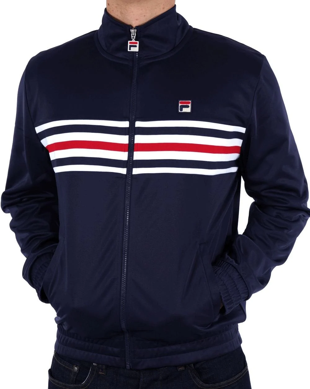Fila Vintage Multi Stripe Track Jacket Navy - Image 3