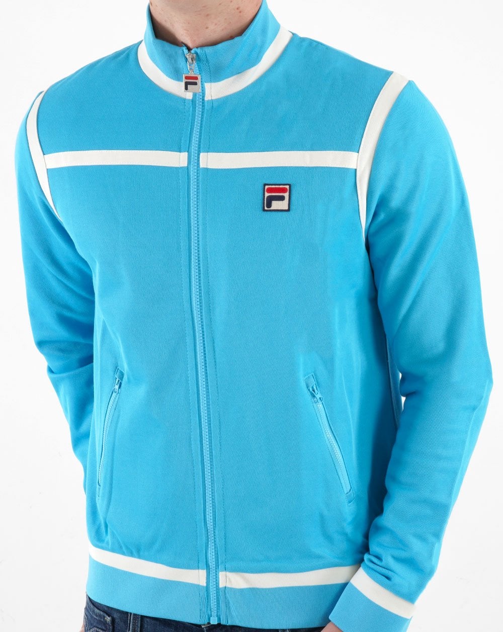 Fila Vintage Nate Track Top Aqua Blue/Off White - Image 2